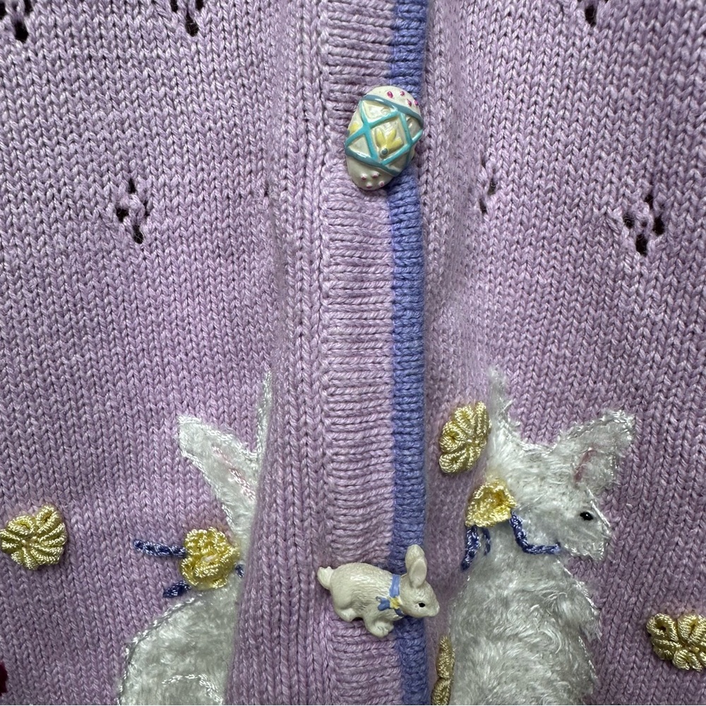 Storybook Knits Eggstravaganza Cardigan with Embroidered Details - Picture 4 of 14